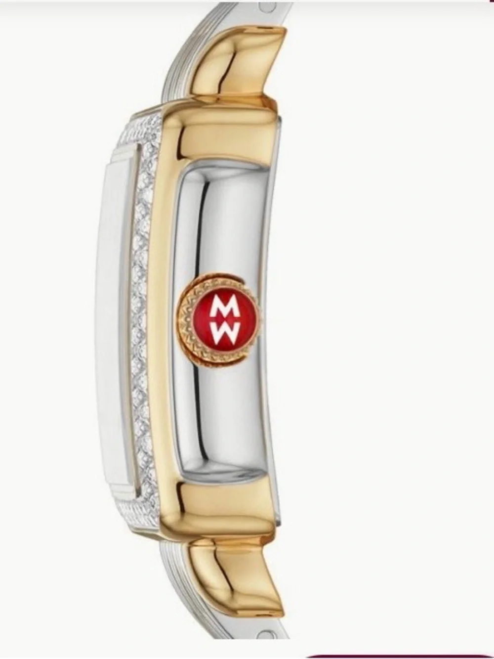 Michele Deco Mini Two-Tone 18k Gold Diamond Watch double strap Like New